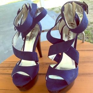 Blue suede sandals